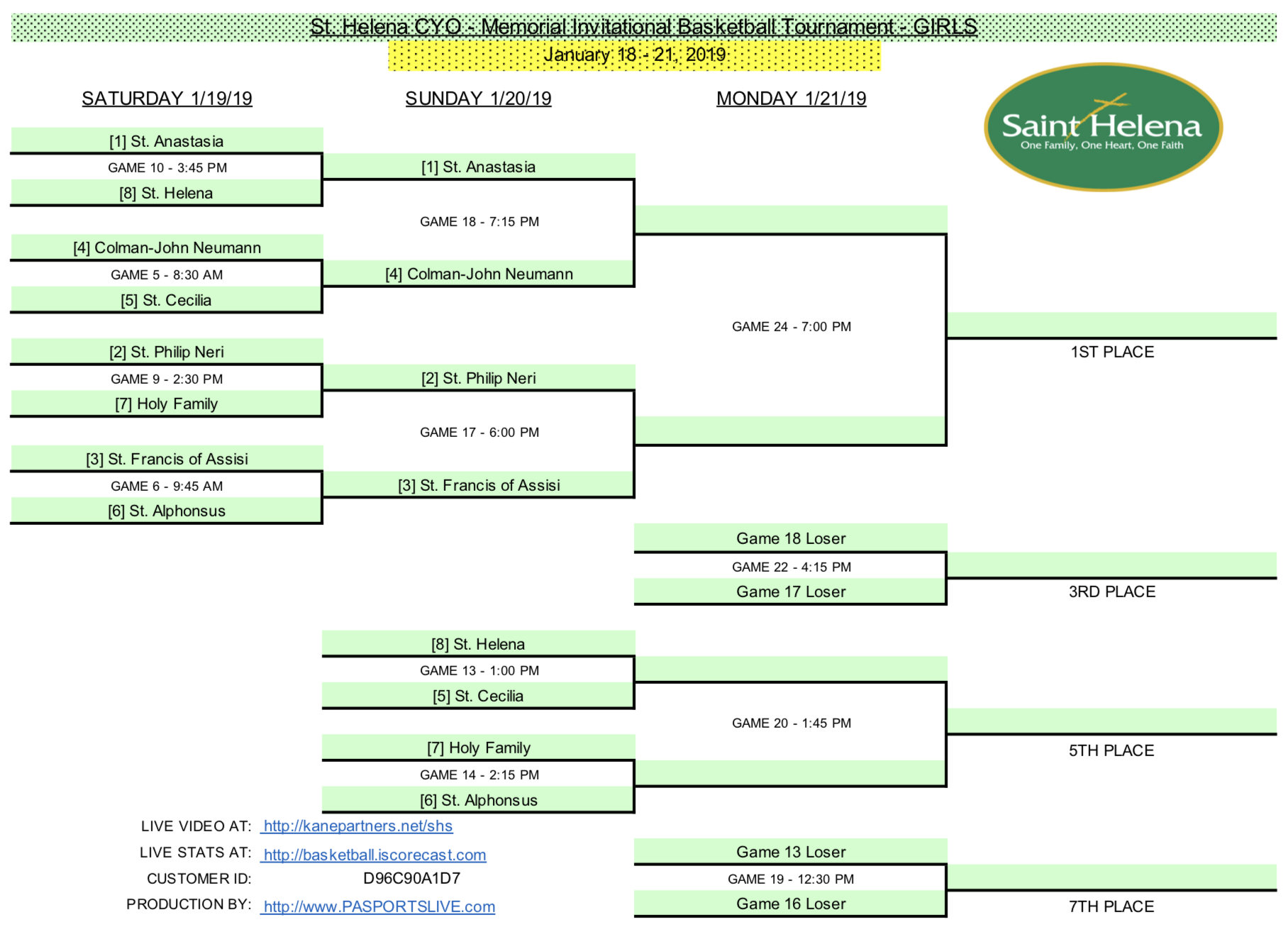 St. Helena CYO Memorial Invitational Basketball Tournament Saint